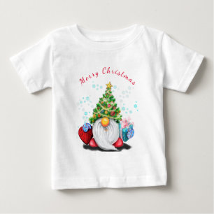 Christmas Gift Baby T-Shirt Happy Gnome with Gifts