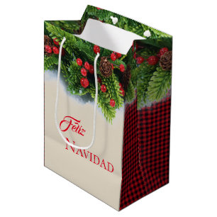 Christmas Gift Bag-Evergreen Feliz Navidad Medium Gift Bag
