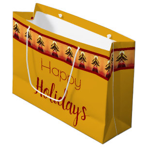 Christmas Gift Bag In Gold And Cranberry