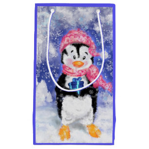 Christmas Gift Bag Little Penguin with Gift