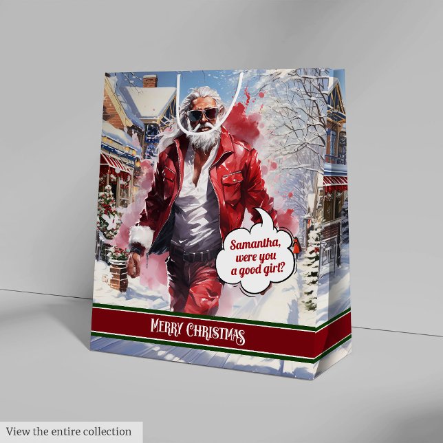 Christmas Gift Bag Modern Santa Claus Monogram (Christmas Gift Bag Modern Santa Claus Monogram)