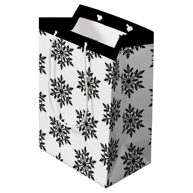 Christmas Gift Bag-Snowflakes Medium Gift Bag (Back Angled)