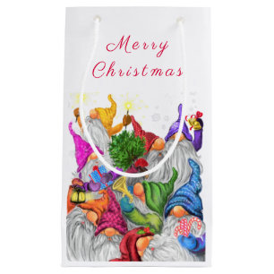 Christmas Gift Bag with Happy Gnomes Party