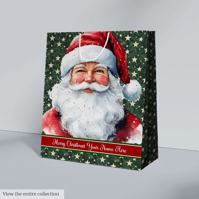 Christmas Gift Bag with Santa Claus and Monogram (Christmas Gift Bag with Santa Claus and Monogram Name)