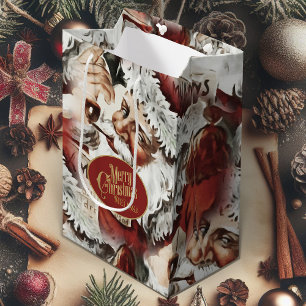 Christmas Gift Bag With Vintage Santa Claus