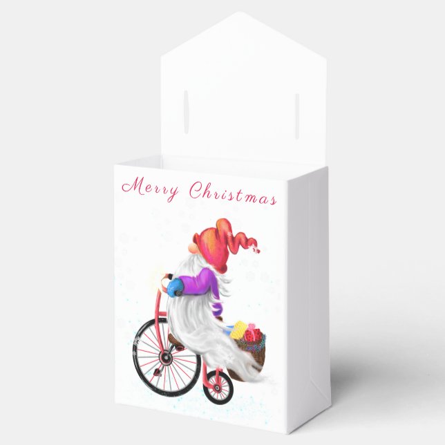 Christmas Gift Box Happy Gnome with Bike (Opened)