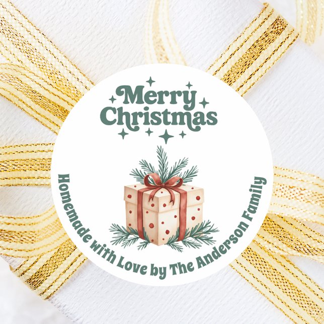 Christmas gift box homemade classic round sticker (Creator Uploaded)