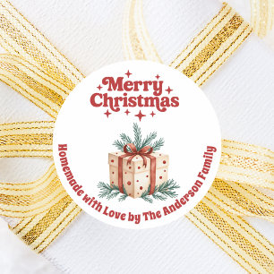 Christmas gift box homemade classic round sticker