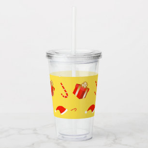 Christmas gift box Santa hat candy cane Acrylic Tumbler