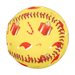 Christmas gift box Santa hat candy cane Baseball