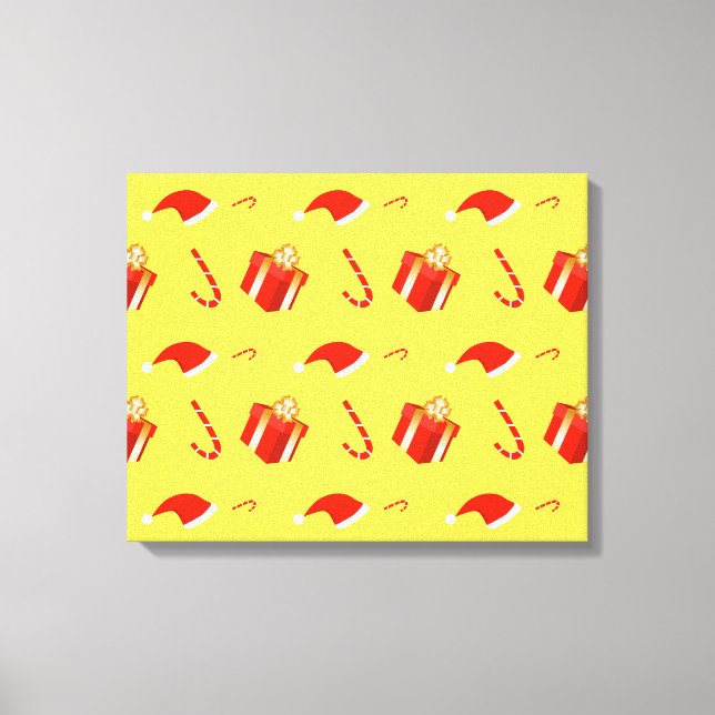Christmas gift box Santa hat candy cane Canvas Print (Front)