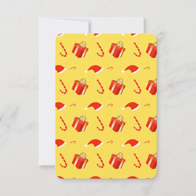 Christmas gift box Santa hat candy cane Card (Front)