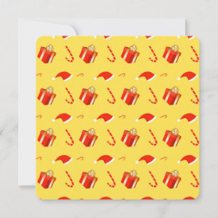 Christmas gift box Santa hat candy cane Card