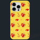 Christmas gift box Santa hat candy cane iPhone 15 Pro Max Case<br><div class="desc">New Year and Christmas seamless pattern with gift box and Santa’s hat</div>