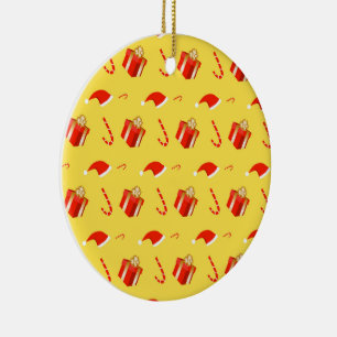 Christmas gift box Santa hat candy cane Ceramic Tree Decoration
