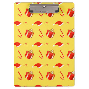 Christmas gift box Santa hat candy cane Clipboard