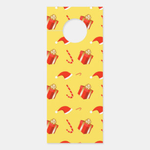 Christmas gift box Santa hat candy cane Door Hanger