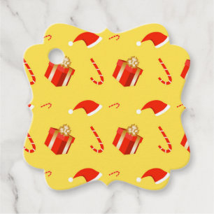 Christmas gift box Santa hat candy cane Favour Tags