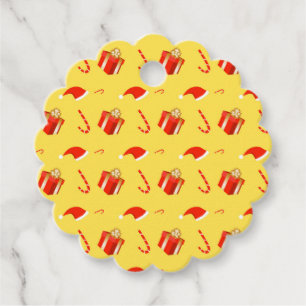 Christmas gift box Santa hat candy cane Favour Tags