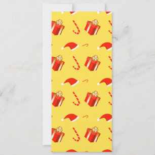 Christmas gift box Santa hat candy cane Holiday Card