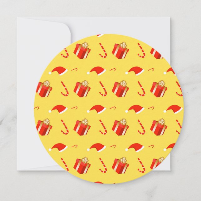 Christmas gift box Santa hat candy cane Holiday Card (Front)