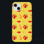 Christmas gift box Santa hat candy cane iPhone 15 Plus Case<br><div class="desc">New Year and Christmas seamless pattern with gift box and Santa’s hat</div>