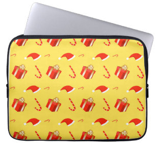 Christmas gift box Santa hat candy cane Laptop Sleeve