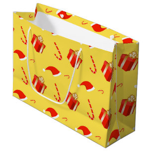 Christmas gift box Santa hat candy cane Large Gift Bag