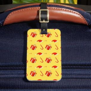 Christmas gift box Santa hat candy cane Luggage Tag