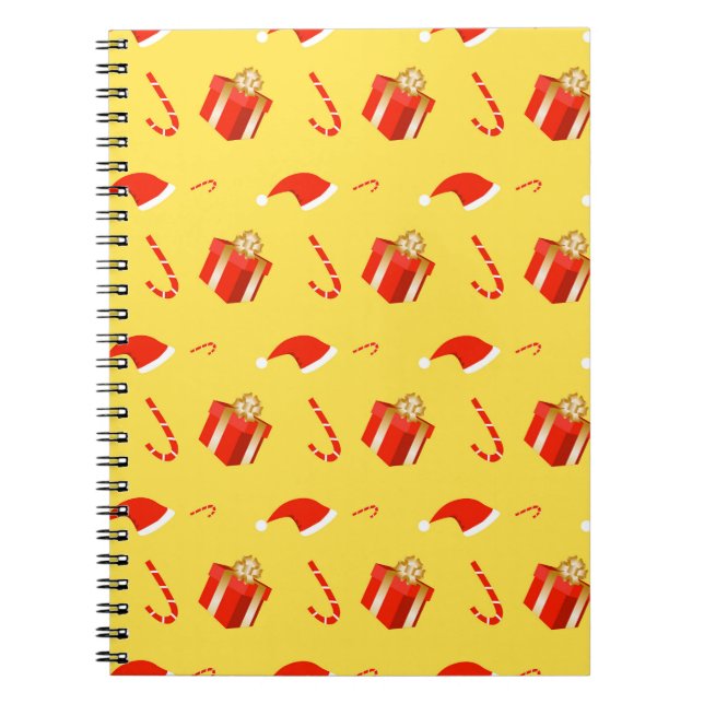 Christmas gift box Santa hat candy cane Notebook (Front)