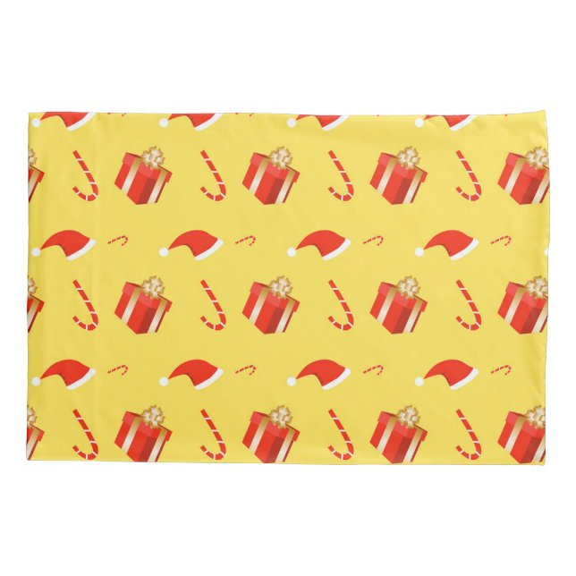 Christmas gift box Santa hat candy cane Pillowcase (Back-Left)