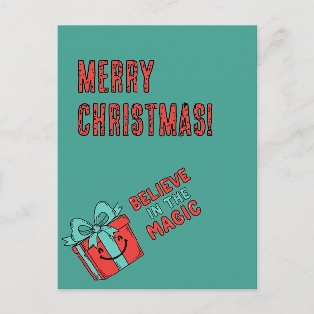 Christmas Gift Box with Cheerful Message Postcard (Front)