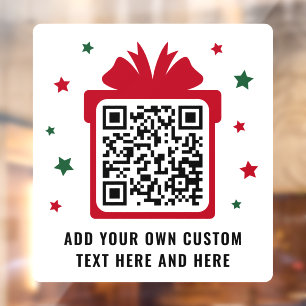 Christmas gift box with stars QR code red white