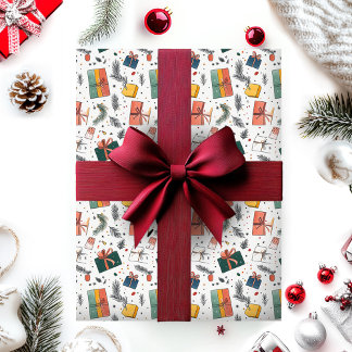 Christmas gift box wrapping pattern paper
