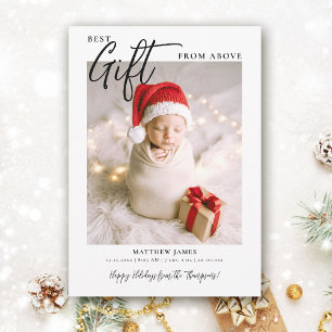 Christmas Gift Calligraphy Modern Cute Baby Photo Holiday Card