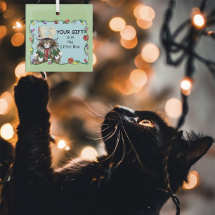 Christmas Gift Cat Green Funny Glass Tree Decoration