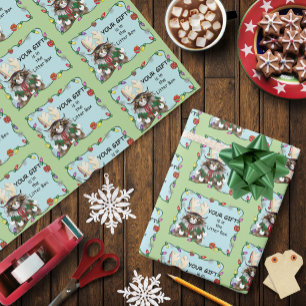 Christmas Gift Cat Green Funny Wrapping Paper