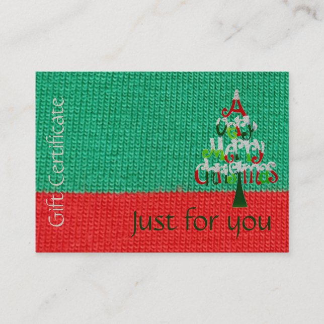 Christmas Gift Certificate | Just For You Holiday (Front)