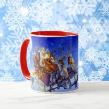 Christmas Gift Cute Santa Claus Sleigh Mug