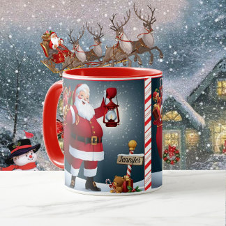Christmas Gift Cute Santa Mug Add Name Date