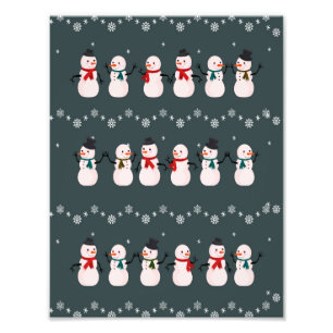 Christmas Gift Cute Snowman Through The Snow Photo Print