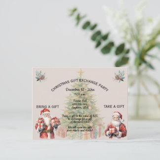 Christmas Gift Exchange Party Invitation Postcard