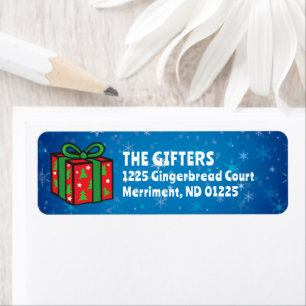 Christmas Gift Family Name Blue Return Address