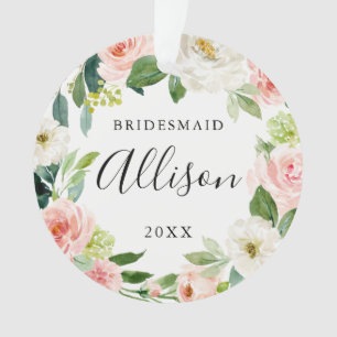 Christmas Gift for Bridesmaid   Floral Bridesmaid Ornament
