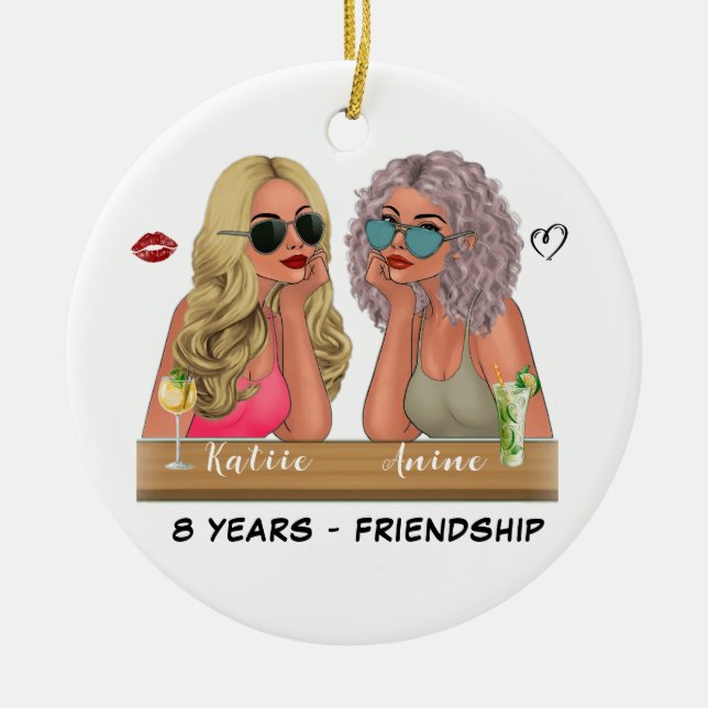 Christmas Gift For Friends - Personalised  Ceramic Tree Decoration (Front)