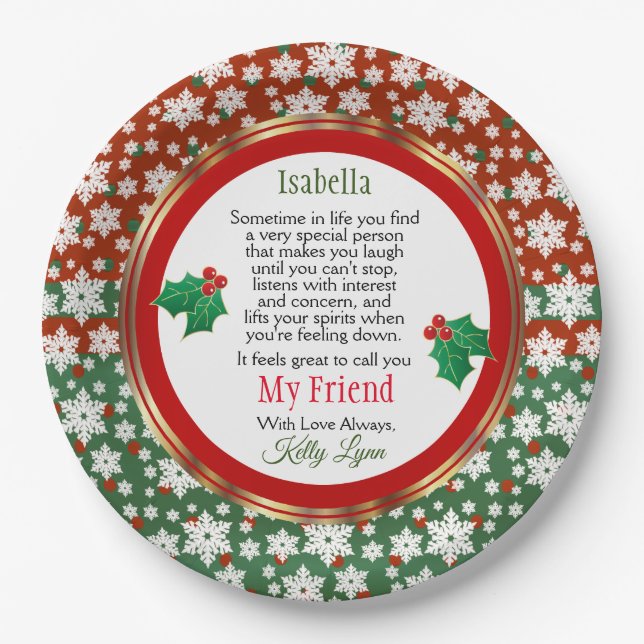 Christmas Gift Giving Treat for a  Friend, etc... Paper Plate (Front)