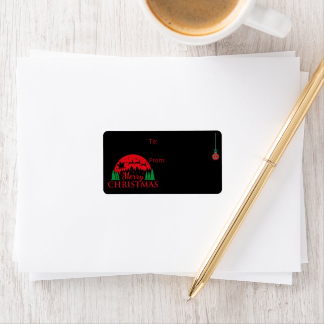 Christmas Gift Label Tag Decal Black (Insitu)