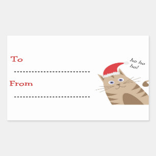Christmas gift labels name santa cat ho ho ho