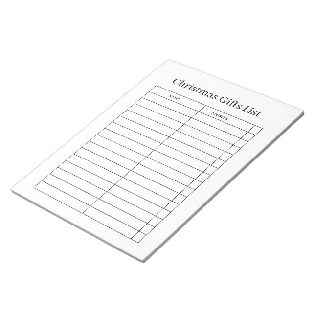 Christmas Gift List Notepad (Angled)