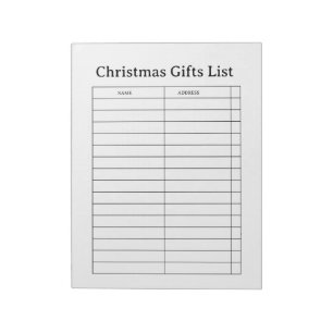 Christmas Gift List Notepad